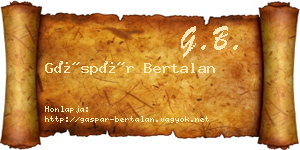 Gáspár Bertalan névjegykártya